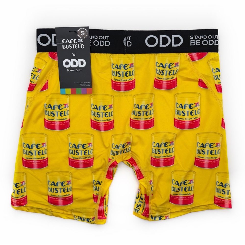 Odd Sox Cafe Bustelo Boxer Briefs Mens Size Small Underwear Yellow Fun Gift